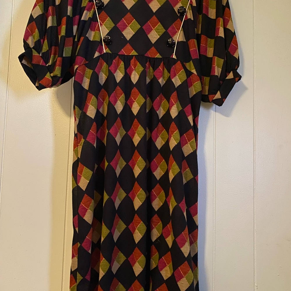 Vibrant Harlequin Patterned Dress